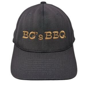 BG's BBQ Fitted Hat Black XL Embroidered Flexfit Yupoong Vent Holes